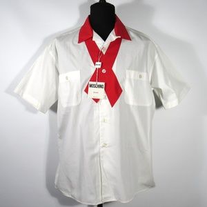 MOSCHINO Mens Vintage Red Ribbon Shirt Size Medium